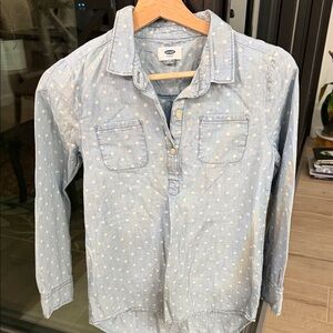 Old Navy Blue Shirt with White Dots